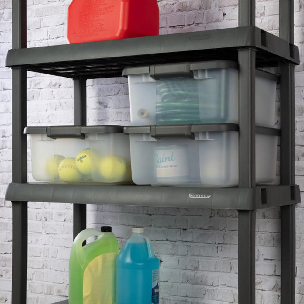 Sterilite 25 Qt ShelfTote, Stackable Storage Bin with Latching Lid, Plastic C...