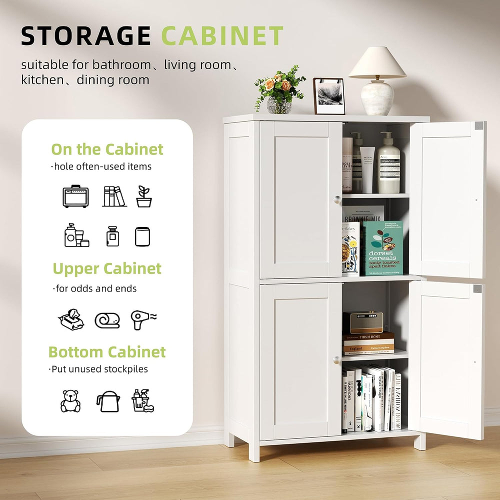 Vongrasig 43" Bathroom Storage Cabinet, Floor Cabinet with Doors, White