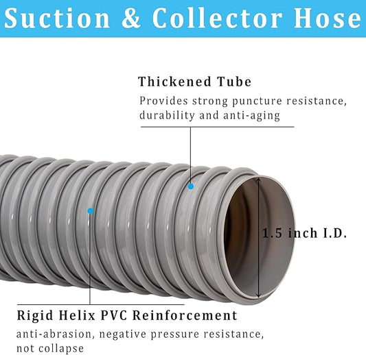 Dust Collection Hose 1.5 in × 10 ft Heavy Duty Flexible PVC Reinforced Thicken - Image 2