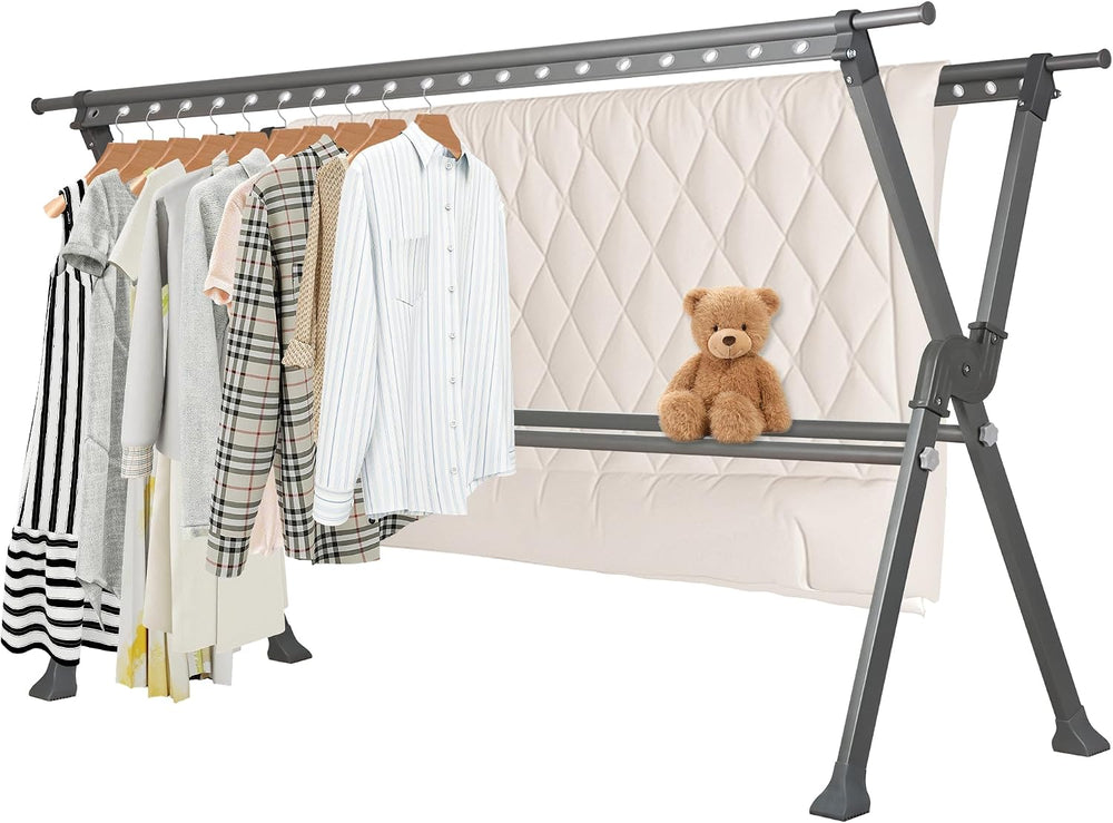 50.3-91.3 Inches Clothes Drying Rack, Aluminum Alloy Clothes Drying Rack, Adj...