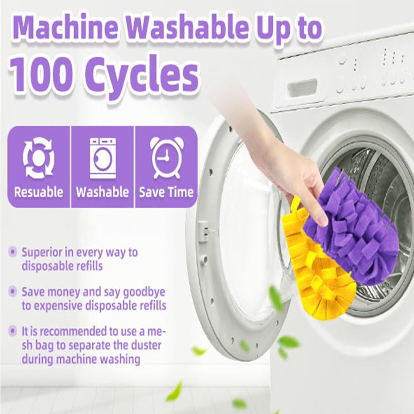 12 PCS Fleece Reusable Duster Refills for Swiffer, Washable Heavy Duty Duster Pads, 360 Cleaning Pads for Fan, Window, Furniture, Floor(Include 1 Handle)