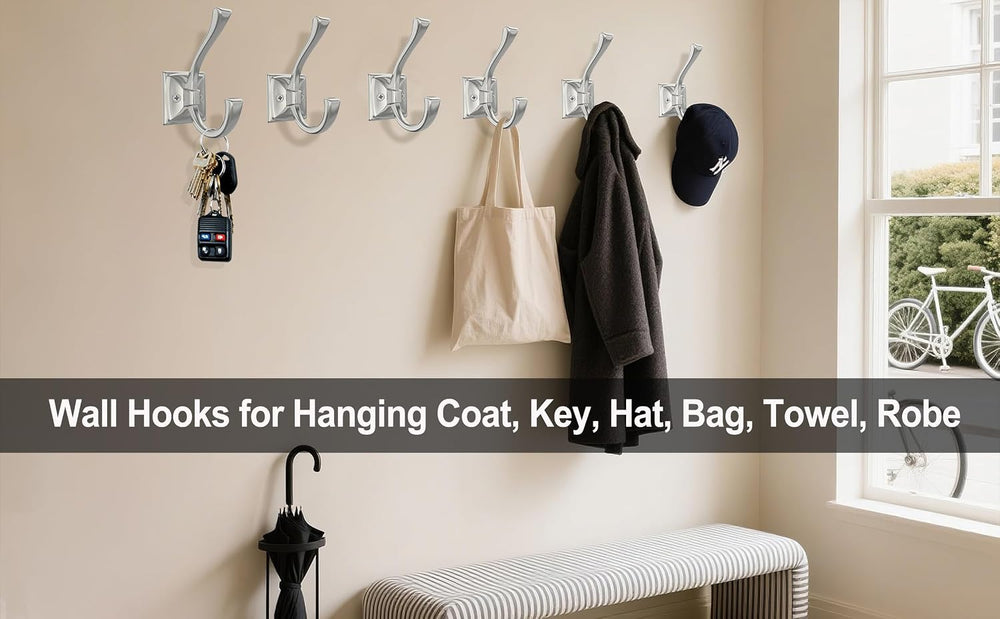 TOFIIGREM 8 Pack Brushed Nickel Towel Robe Hooks, Coat Hooks for Wall Hanging...