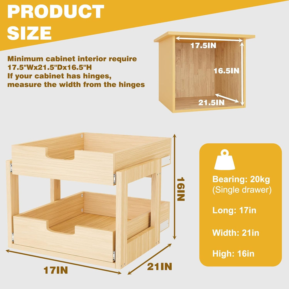 Pull Out Cabinet Organizer, 17''W×21''D×16''H Soft Cl...