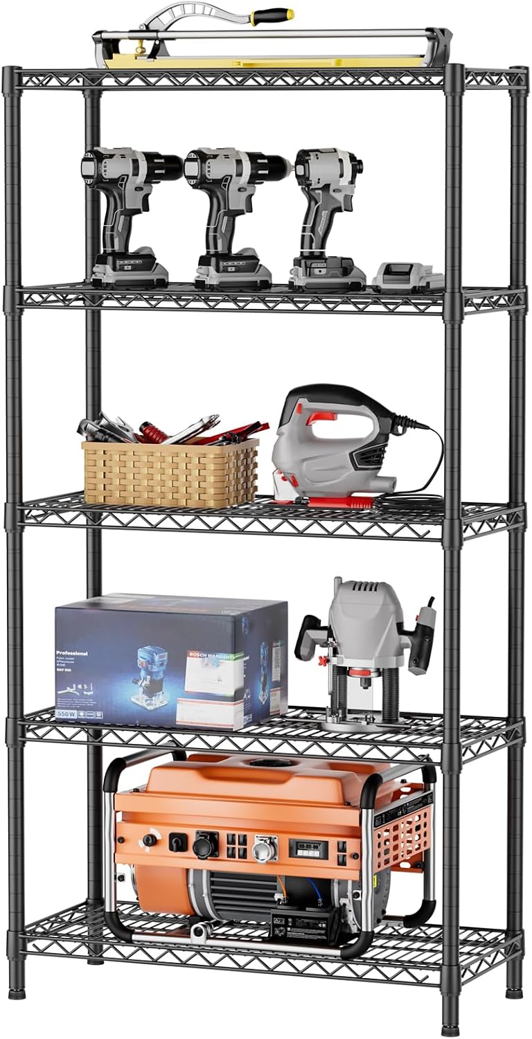 SINGAYE Shelf Closet Wire Shelving:Adjustable Metal Unit for Laundry Room Org...