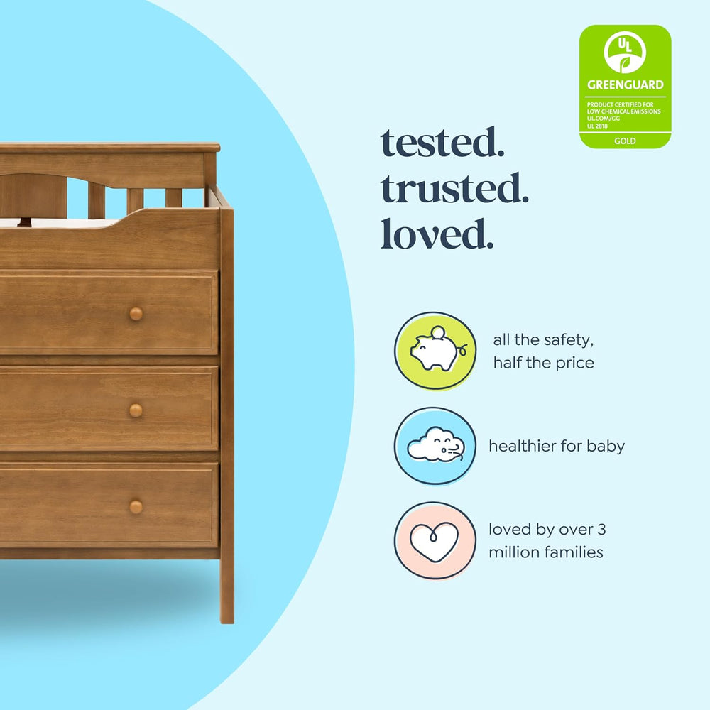 Davinci Jayden 3-Drawer Changer Dresser in Chestnut, GREENGUARD Gold and FSC®...