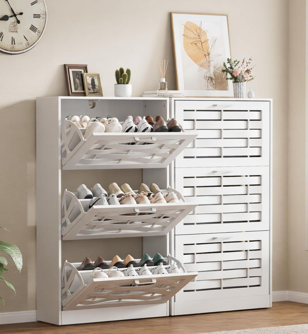 Shoe Cabinet Storage for Entryway with 6 Flip Drawers