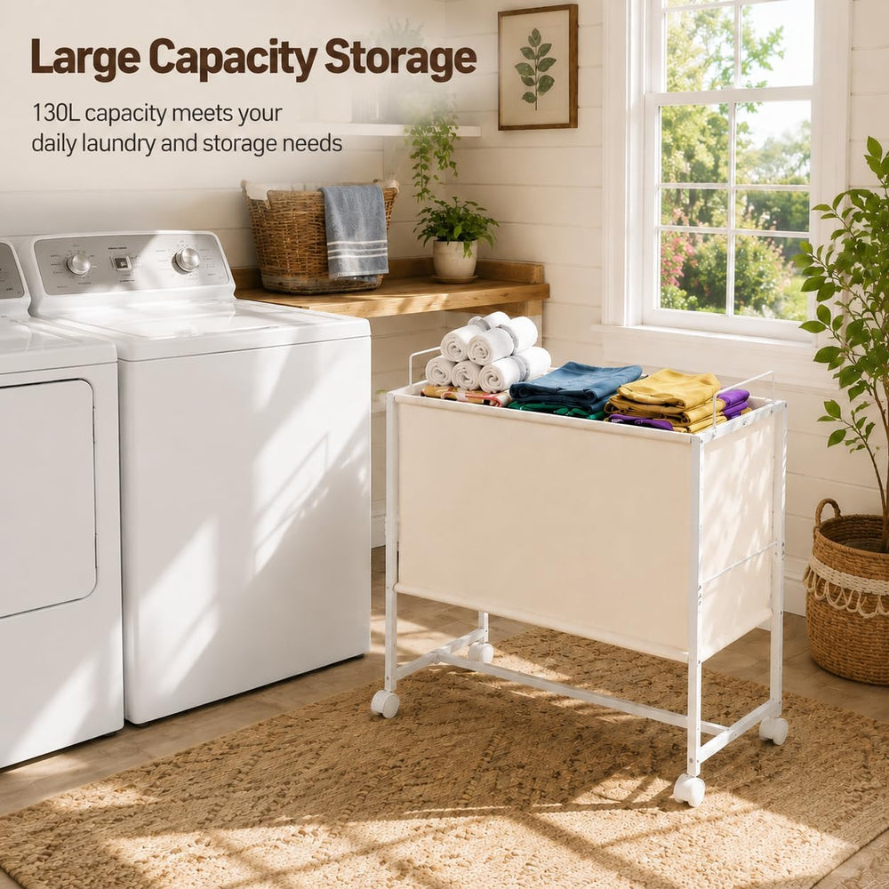 130L Rolling Laundry Basket with Wheels,Large Capacity Laundry Basket Cart