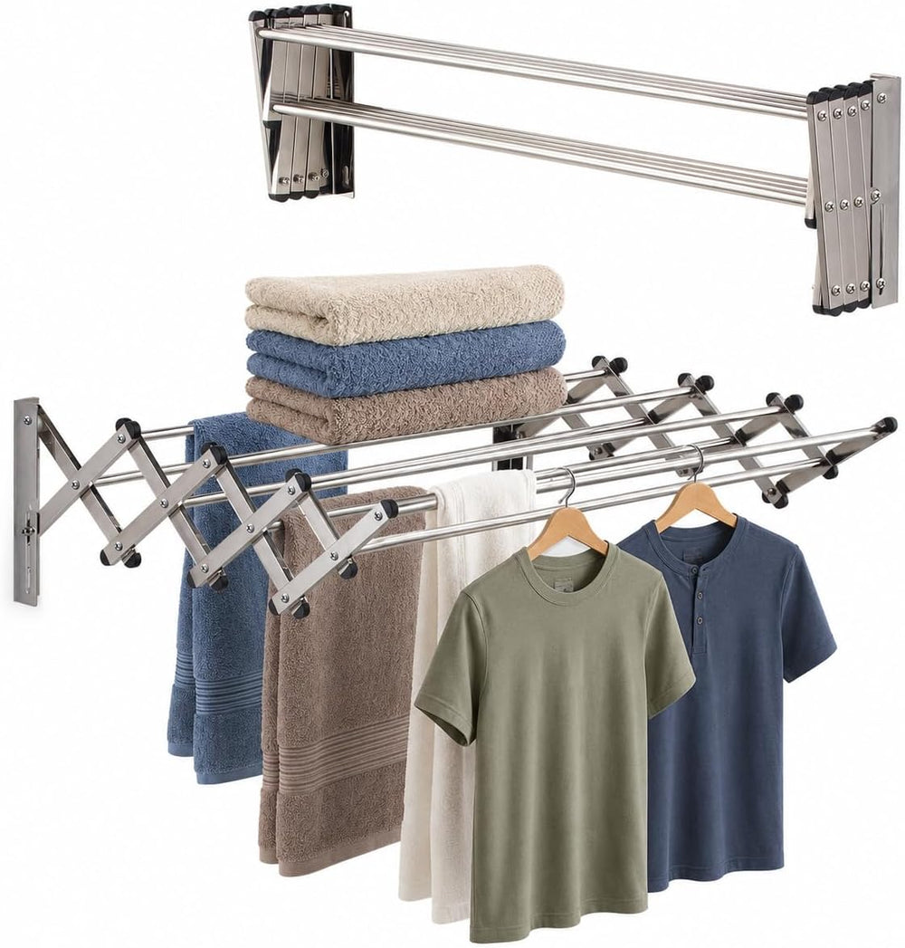 Smartsome Wall Mounted Clothes Drying Rack | Adjustable to Fit Your Space | 2...