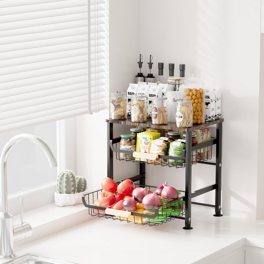 Fruit Vegetable Basket for Kitchen,3 Tier Pantry Organizers and Storage,Snack...