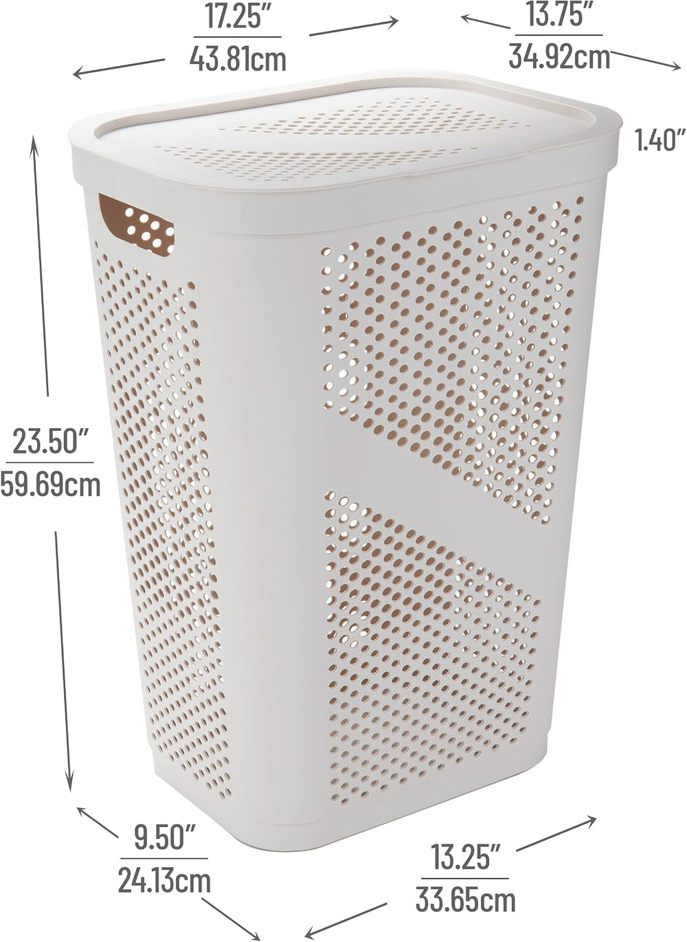 Mind Reader 60L Slim Laundry Hamper, Clothes Basket, Lid, Ventilated, Plastic...