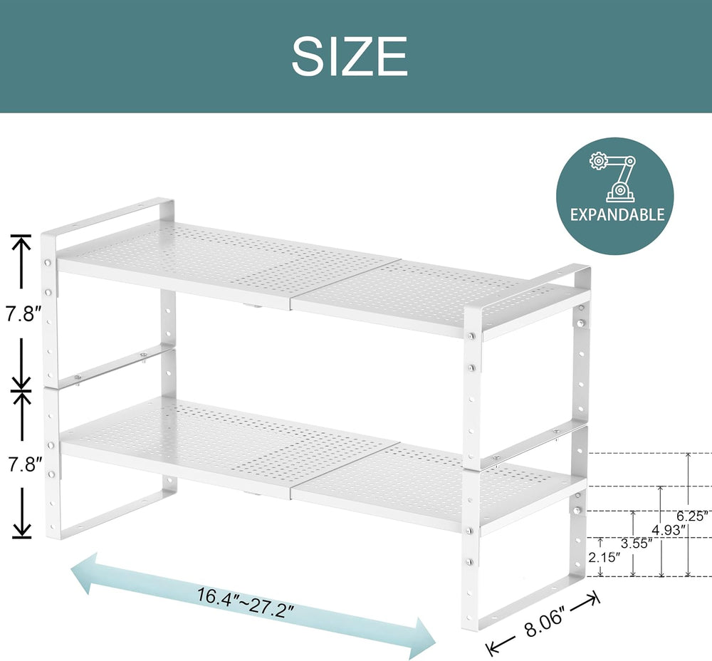 Expandable Shoe Rack Heavy-Duty Closet Organizer Adjustable Shelf Stackable M...