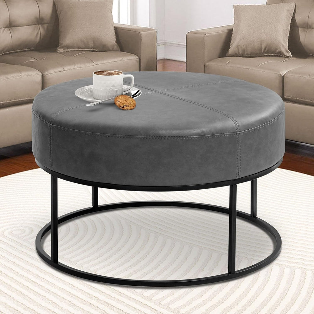 BALLIAA Modern Round Coffee Table, Farmhouse Ottoman for Living Room, Large V...