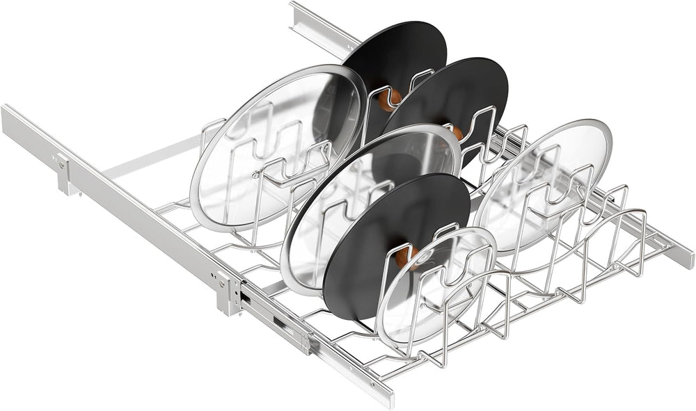 Slide Out Pot Lid Organizer Under Cabinet, Wire Dividers Kitchen Pull Out Pot...