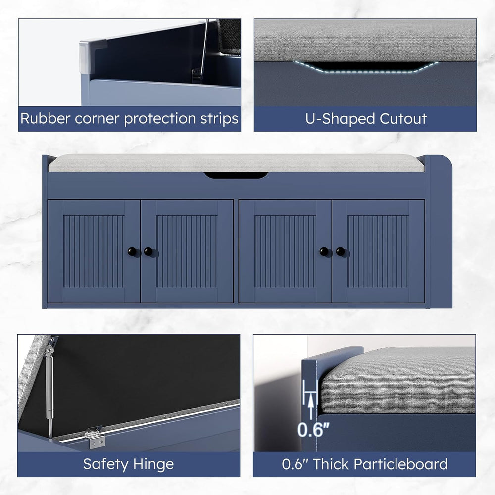47.2" Storage Bench - Entryway Shoe Bench with Side Storage Shelves and ...