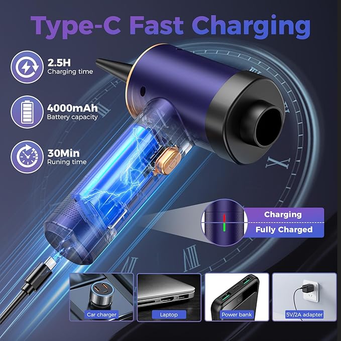Handheld Car Vacuum Portable Cordless, 18000PA High Power Vacuum Cleaner - Image 8