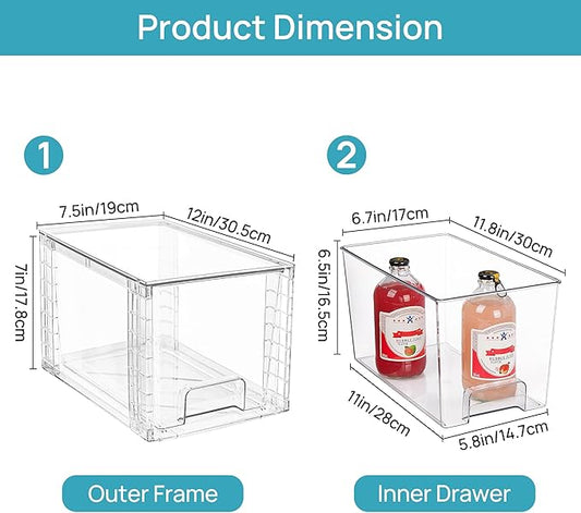 Vtopmart 2Pack Large Stackable Kitchen Pantry Storage Drawers, Acrylic Drawer - Image 2