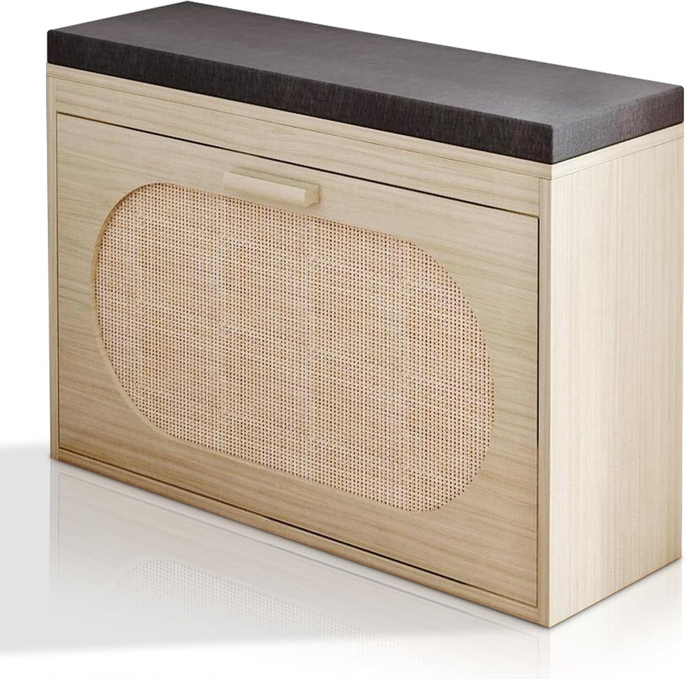 Shoe Storage Bench with Padded Seat Cushion, Hallway Bench Shoe Cabinet Shoe ...