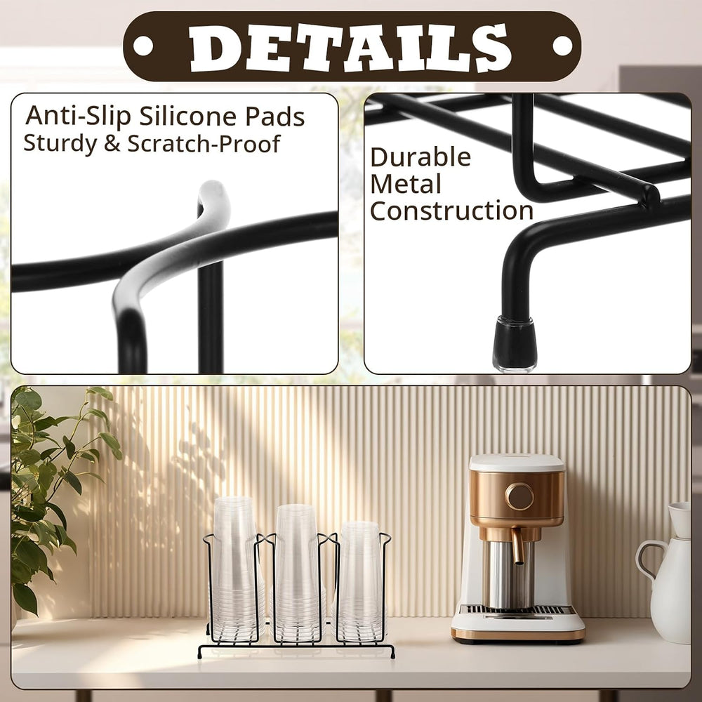 Maxdot 2 Pcs 3 Section Coffee Cup Organizers 14.2 x 8.5 x 5 Inch Wire Rack Co...