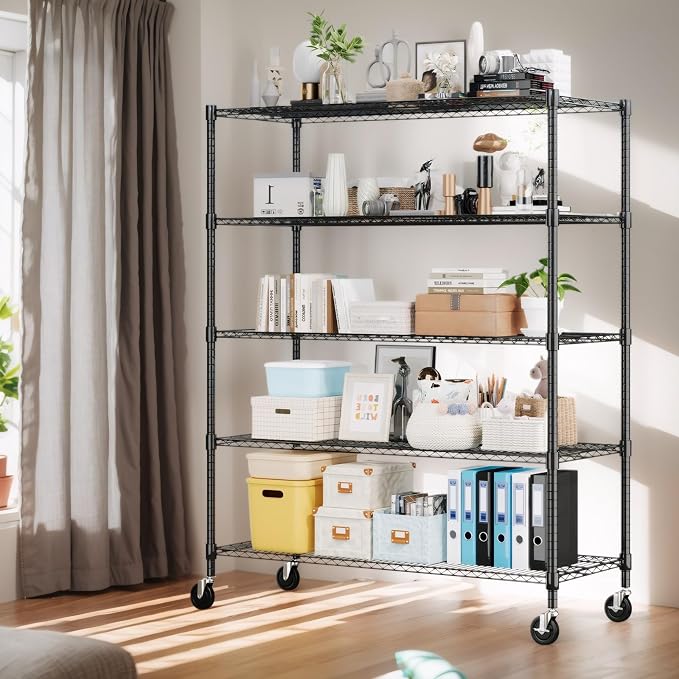 Himimi 82" H Storage Shelves 5 Tier Metal Shelving Adjustable Wire Shelf