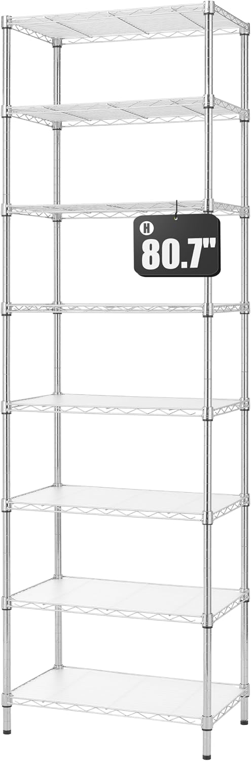 Finnhomy 8-Tier Wire Shelving Unit Adjustable Steel Wire Rack Shelving, 80.7 ...