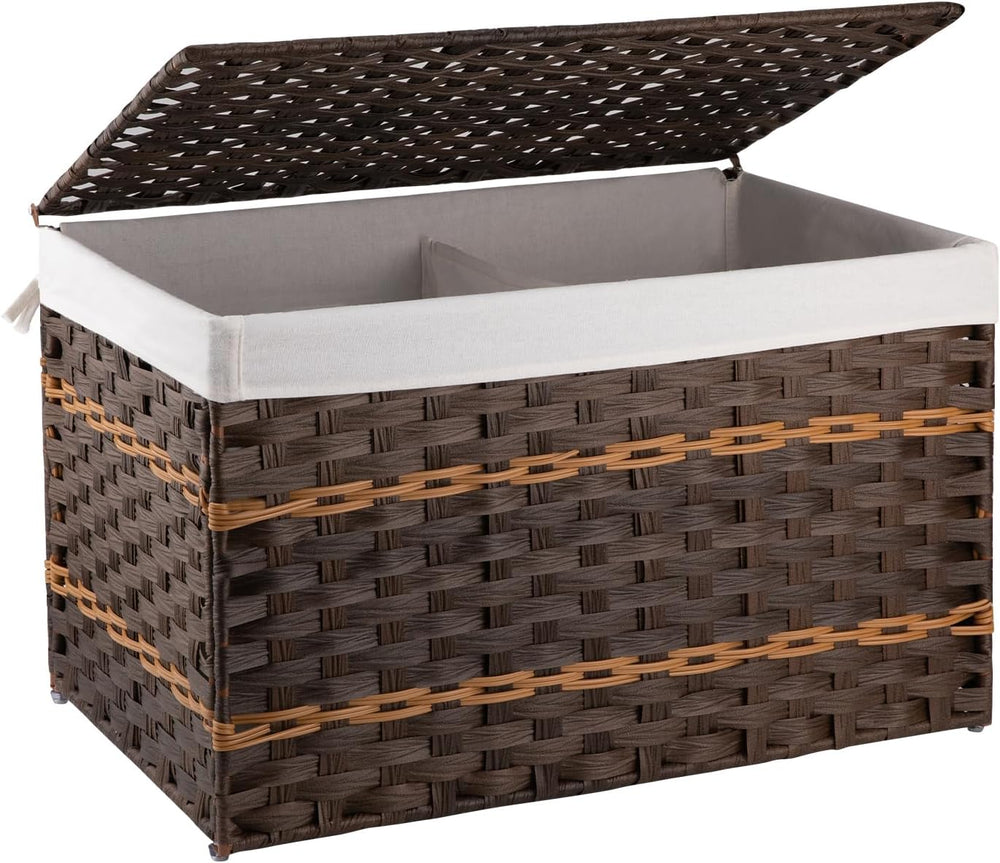 OIAHOMY Storage Basket with Lid, 27.7 Gallon (105L) Blanket Basket with Remov...