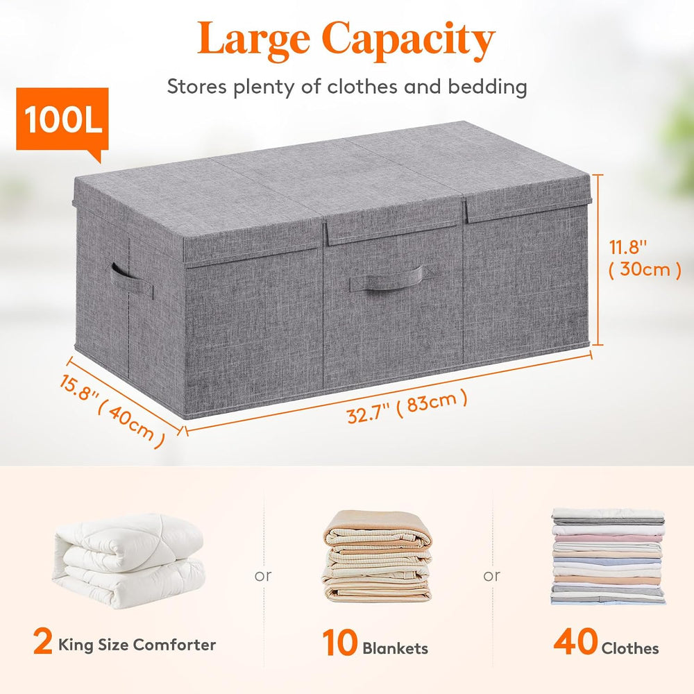 Lifewit 100L Under Bed Storage Containers, 11.8 Inch Tall Underbed Clothes St...