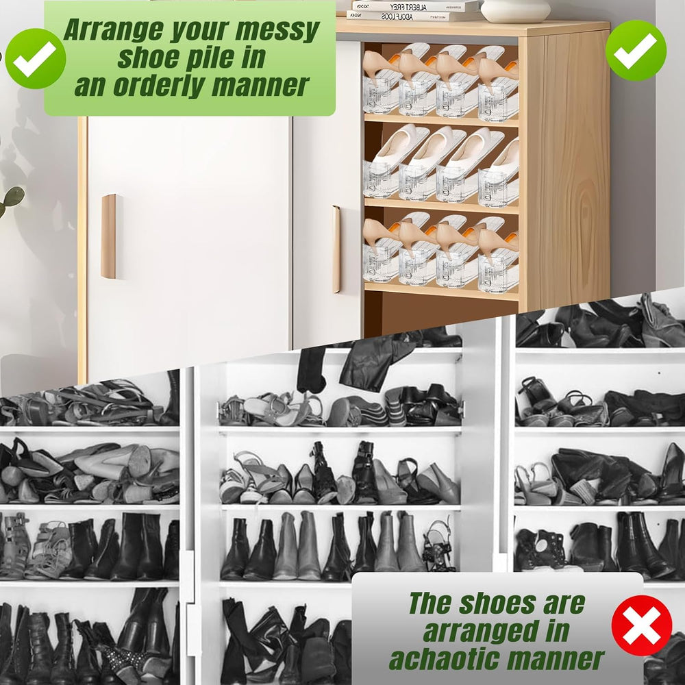 Shoe Slots Organizer,20 PACK Transparent Shoe Stacker Adjustable Shoe Slot Or...