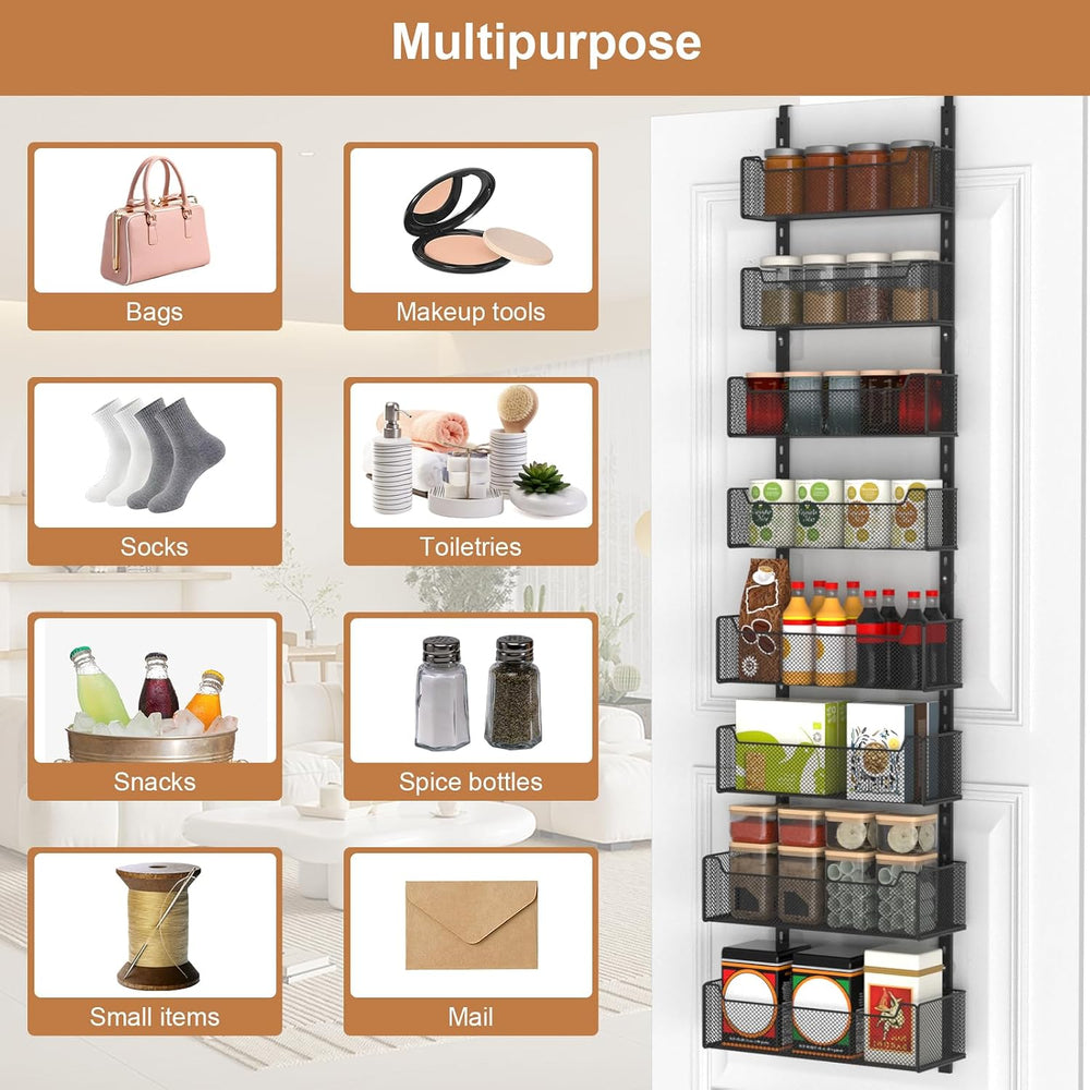 VyGrow Over The Door Organizer, 8-tier Metal Door Organizer Hanging with Adju...