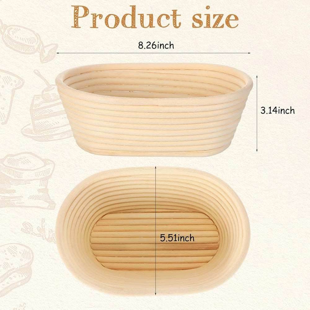 Gejoy 8 Pack Oval Banneton Bread Proofing Basket Sourdough Bowl 8 Inch