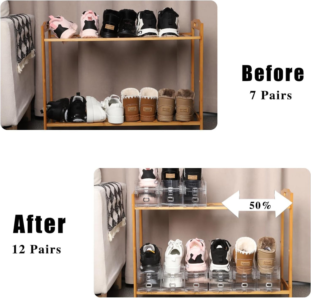20 Pack Shoe Slots Organizer Adjustable Level Shoe Stacker Holder Storage Spa...