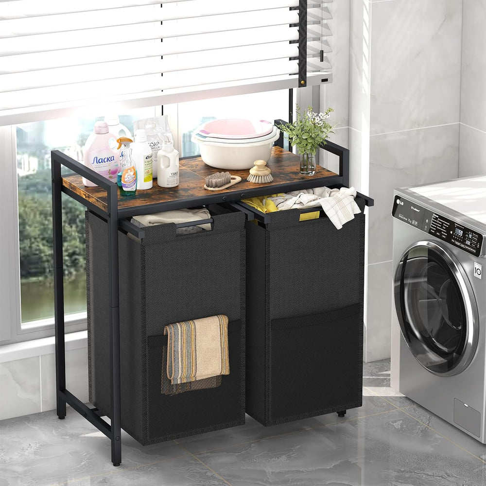 Huhote Laundry Hamper, double Laundry Basket, Laundry Sorter with Top Shelf &...
