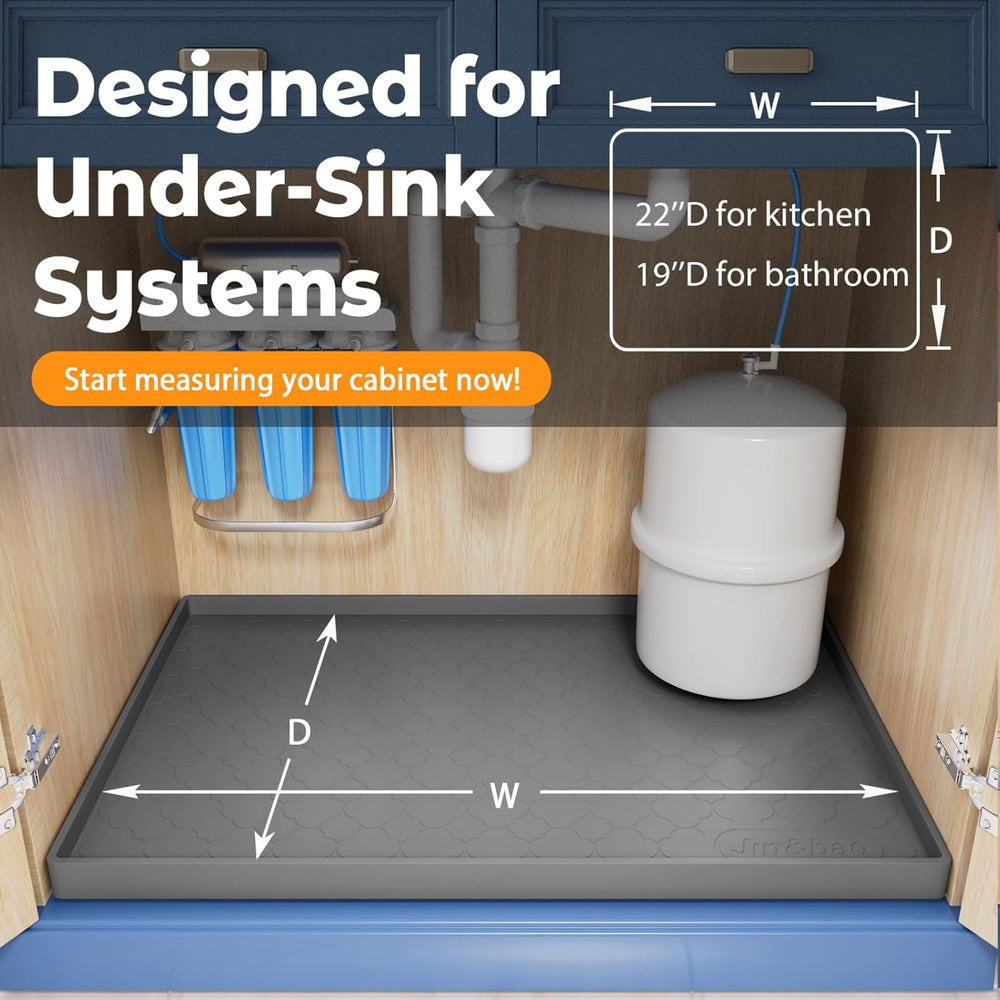 Jin&Bao Under Sink Mat 40" x 22" Waterproof Silicone Cabinet Ki...