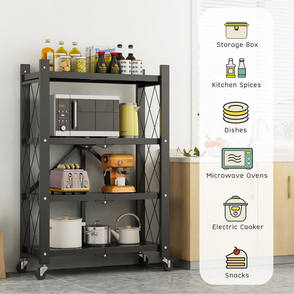 All-in-one Heavy Duty Storage Shelving Unit, Foldable Storage Shelves with Wh...