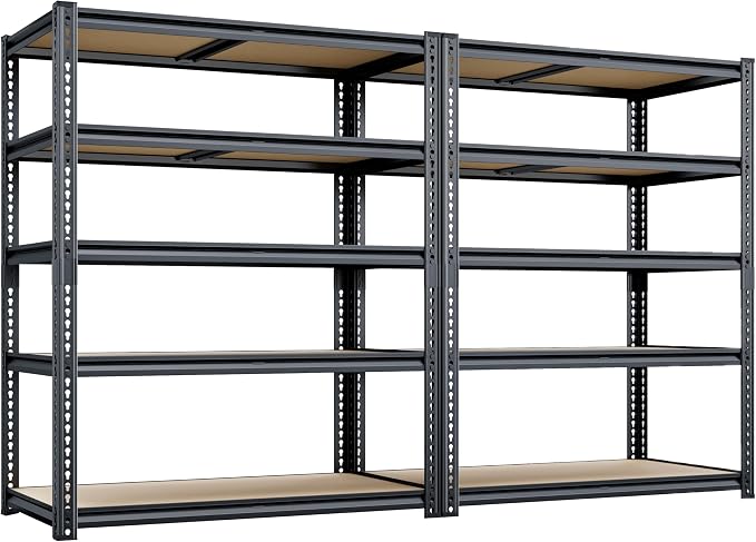 72"H Storage Shelves heavy duty, 2000LBS Garage Shelving, 5 Tier Metal S...