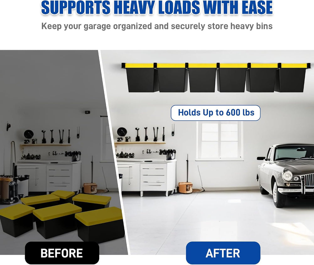 7 Pack Overhead Garage Storage Rack, Heavy Duty Ceiling Storage Rack for 6 Bi...