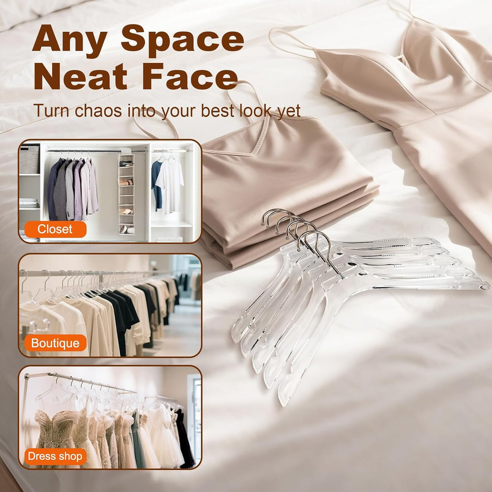 HOUSE DAY Luxury Acrylic Hangers 15 Pack, Crystal Clear Hangers