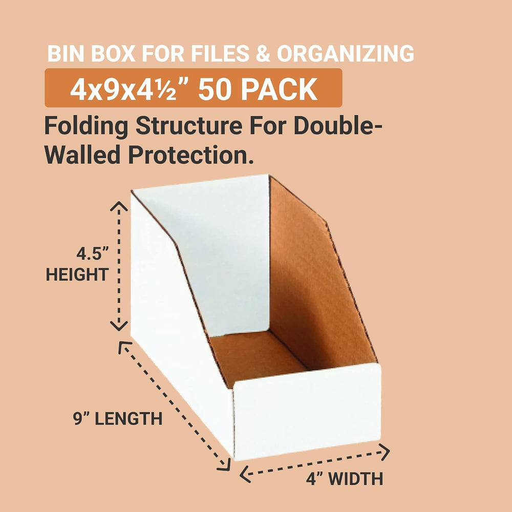 Box USA Storage Bins Small 9"L x 4"W x 4 1/2"H 50-Pack - Corru...