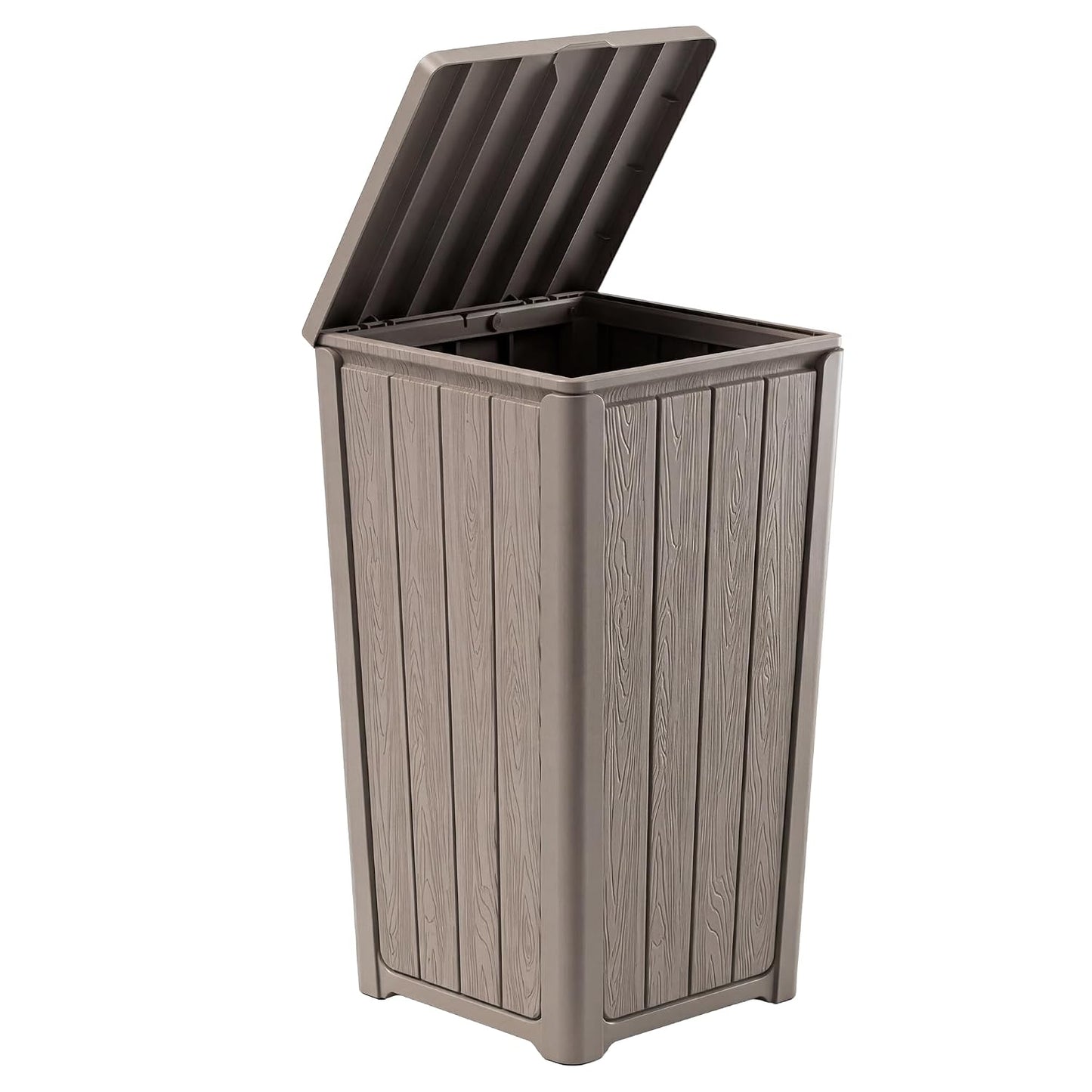 EFU 32 Gallon Outdoor Trash Can with Lid, Waterproof Garbage Can Bin | Resin Waster Container Bin For Patio, Garden, Garage, Backyard Commercial Use,UV & Weather Resistant, Scratch-Proof, Grey