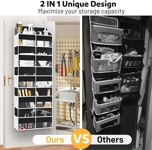 Over the Door Organizer 5 Tiers, Extra Large Behind Door Storage of 10 - Image 2