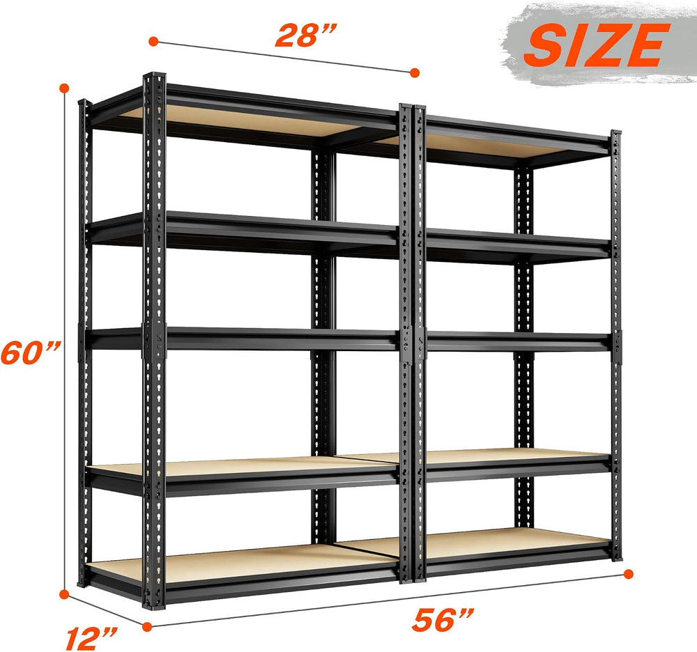 Heavy Duty Storage Shelving Unit, 5-Tier Adjustable Garage Shelves, 2025 lbs ...