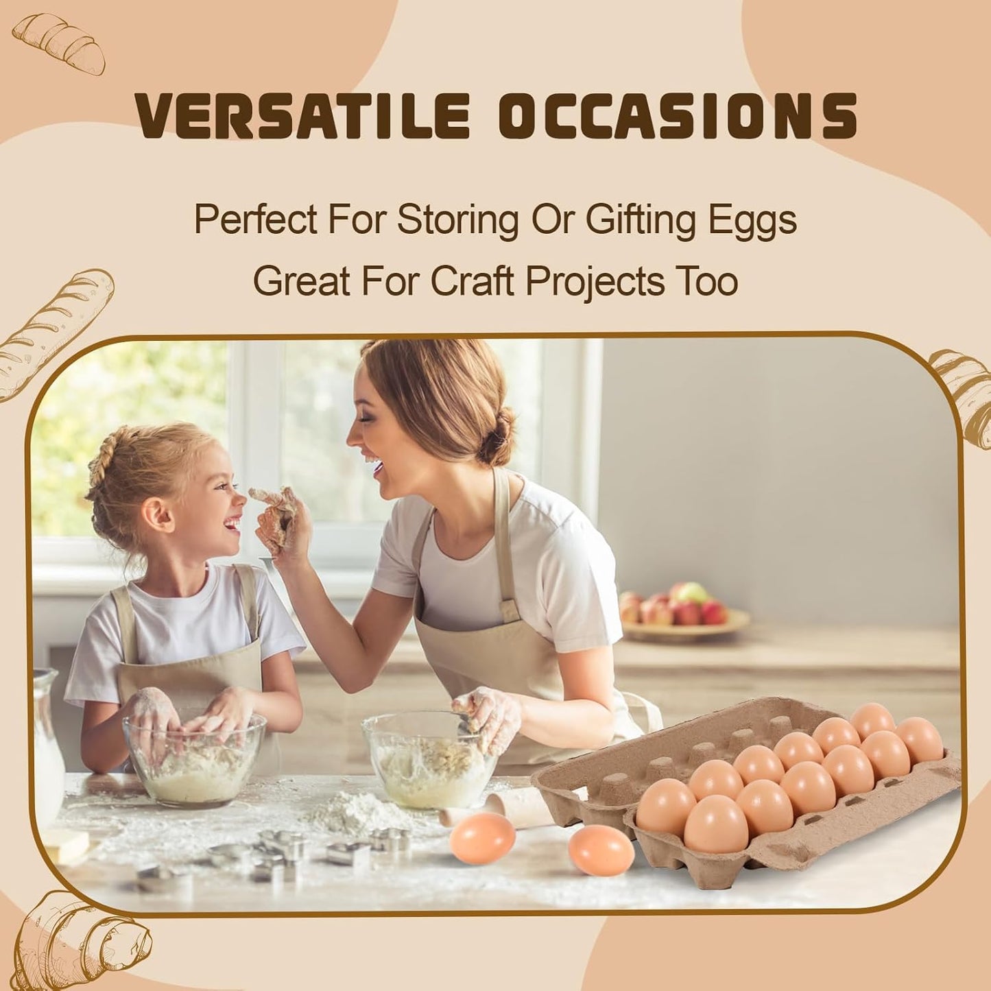 24 Pack Dozen Egg Cartons Bulk 12 Count, Empty Natural Paper Pulp Egg Cartons Reusable, Strong Sturdy Design Made from Natural Cardboard