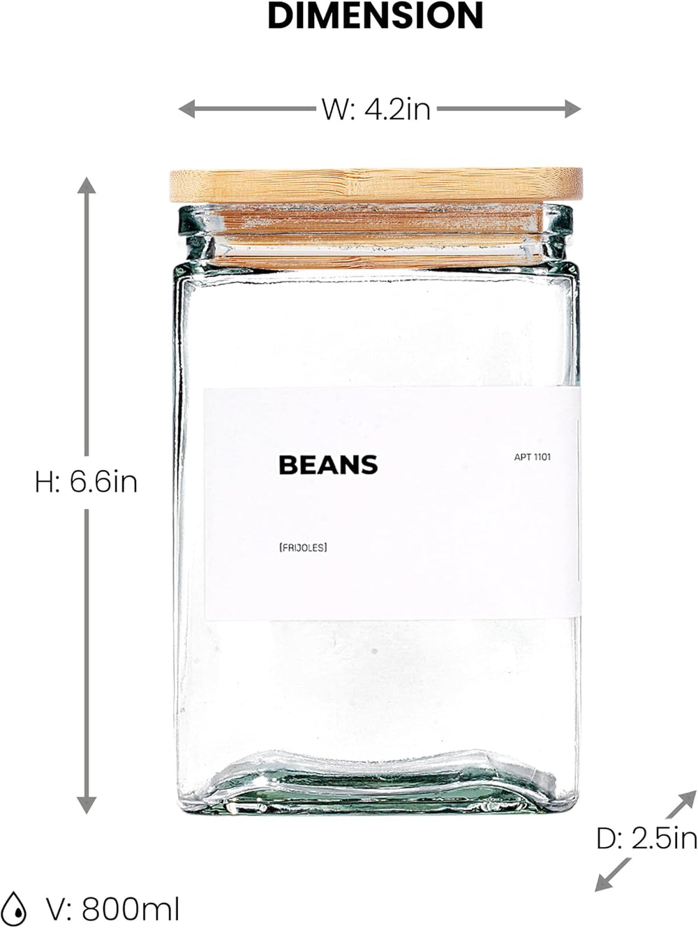 APT 1101 Glass Storage Jars with Bamboo Lid, glass canisters with airtight li...