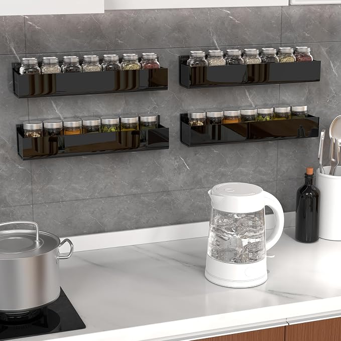 PMMASTO Adhesive Acrylic Spice Rack Organizer