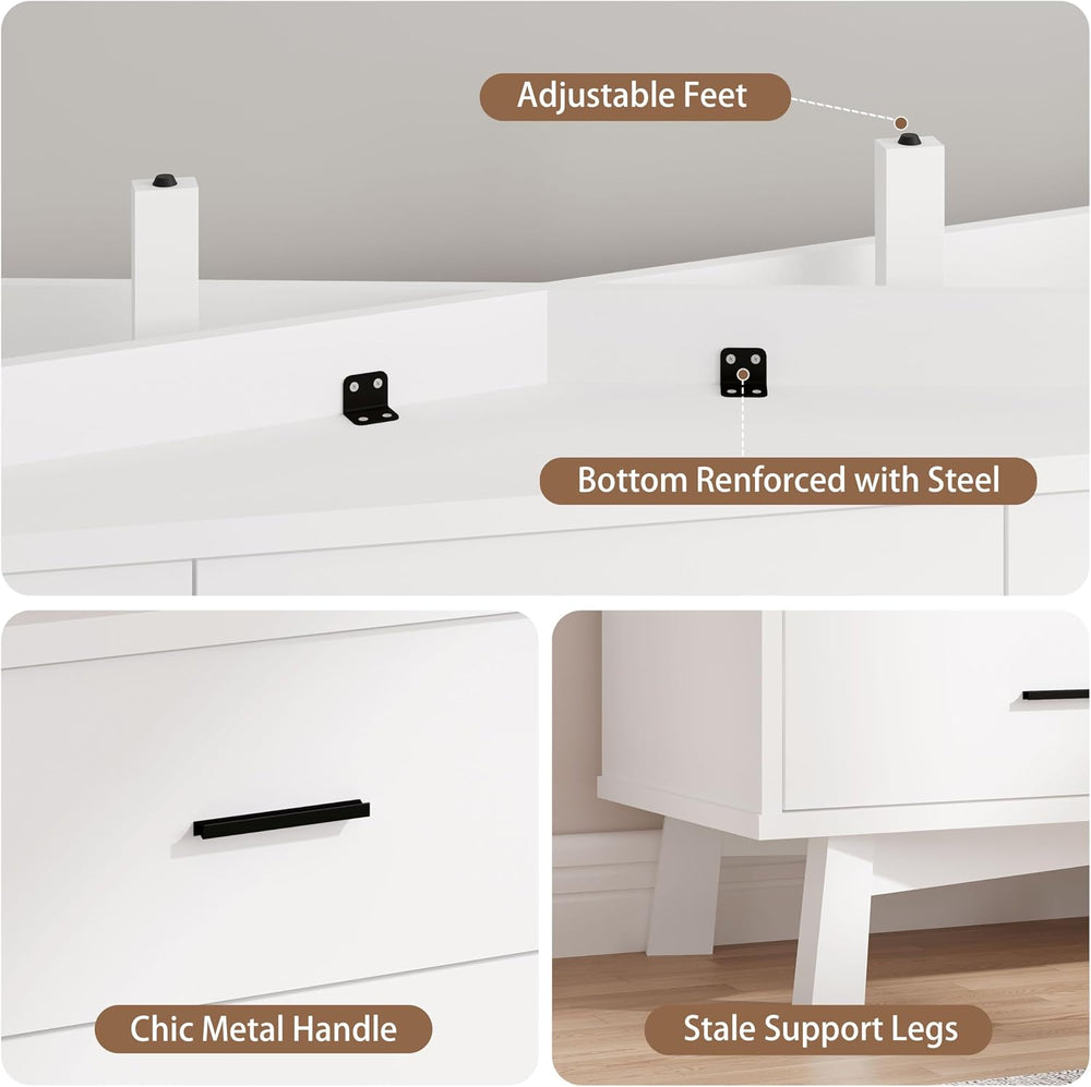Xixini Dresser for Bedroom, 9 Drawer Wide Modern Chest of Drawers with X-Shap...