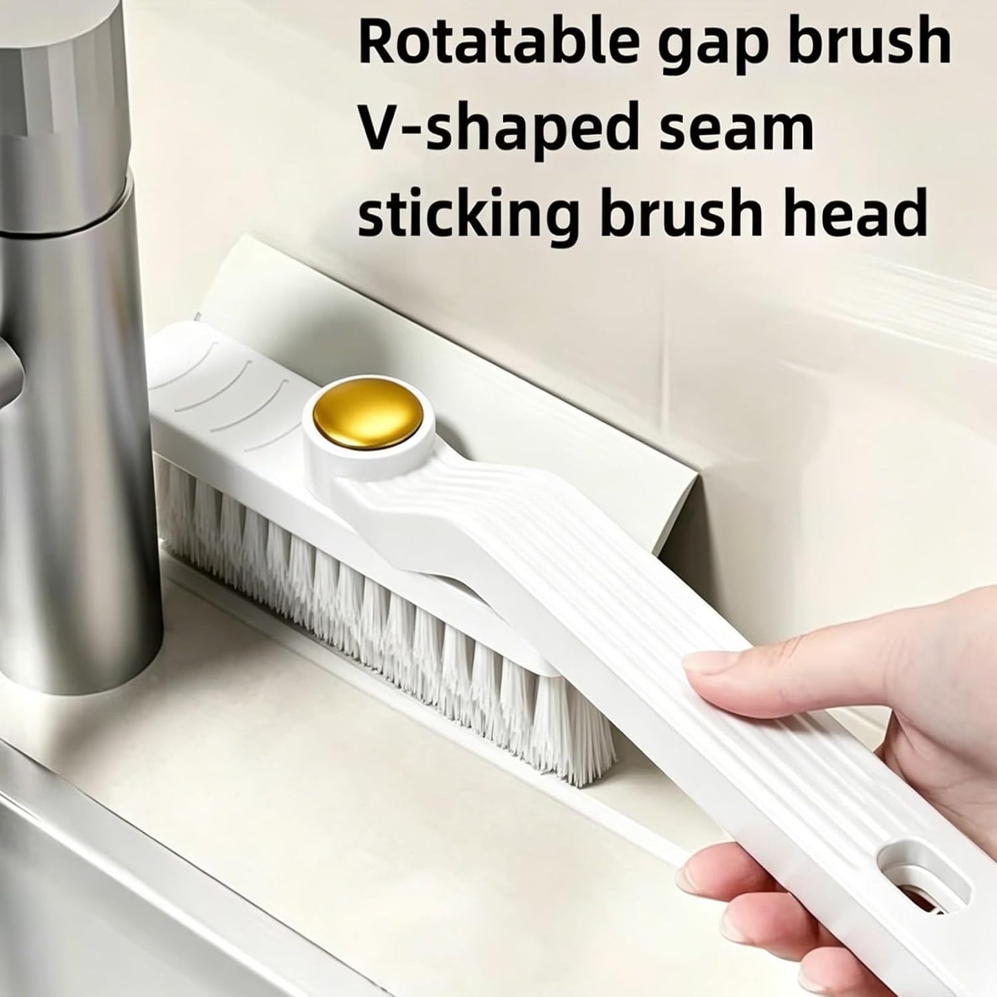 1pc Multifunctional Rotating Gap Brush, Four in One Bathroom Floor Brush, Ceramic Tile Without Dead Corners, Cleaning Floor Brush, Rotating Scraper Brush, Household Cleaning Tool(White)