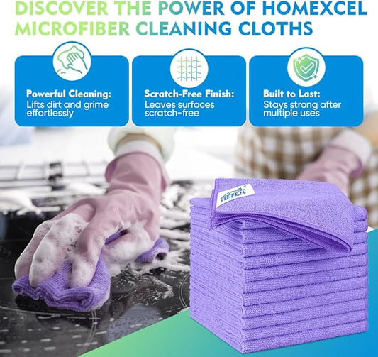 HOMEXCEL Microfiber Cleaning Cloth 12 Pack 12.5 x 12.5 Inch Microfiber Towels - Image 2