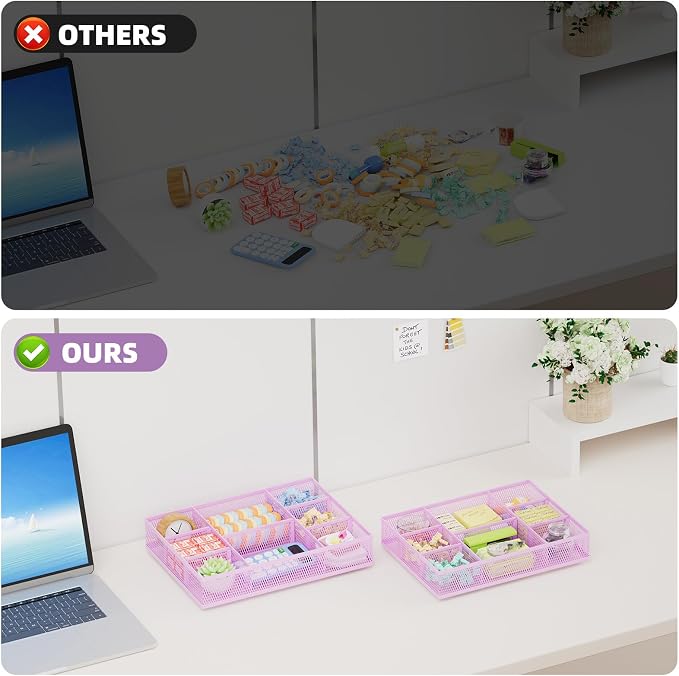 Marbrasse 2 Pack Desk Drawer Organizer, Mesh Drawer Organizer Tray - Image 7