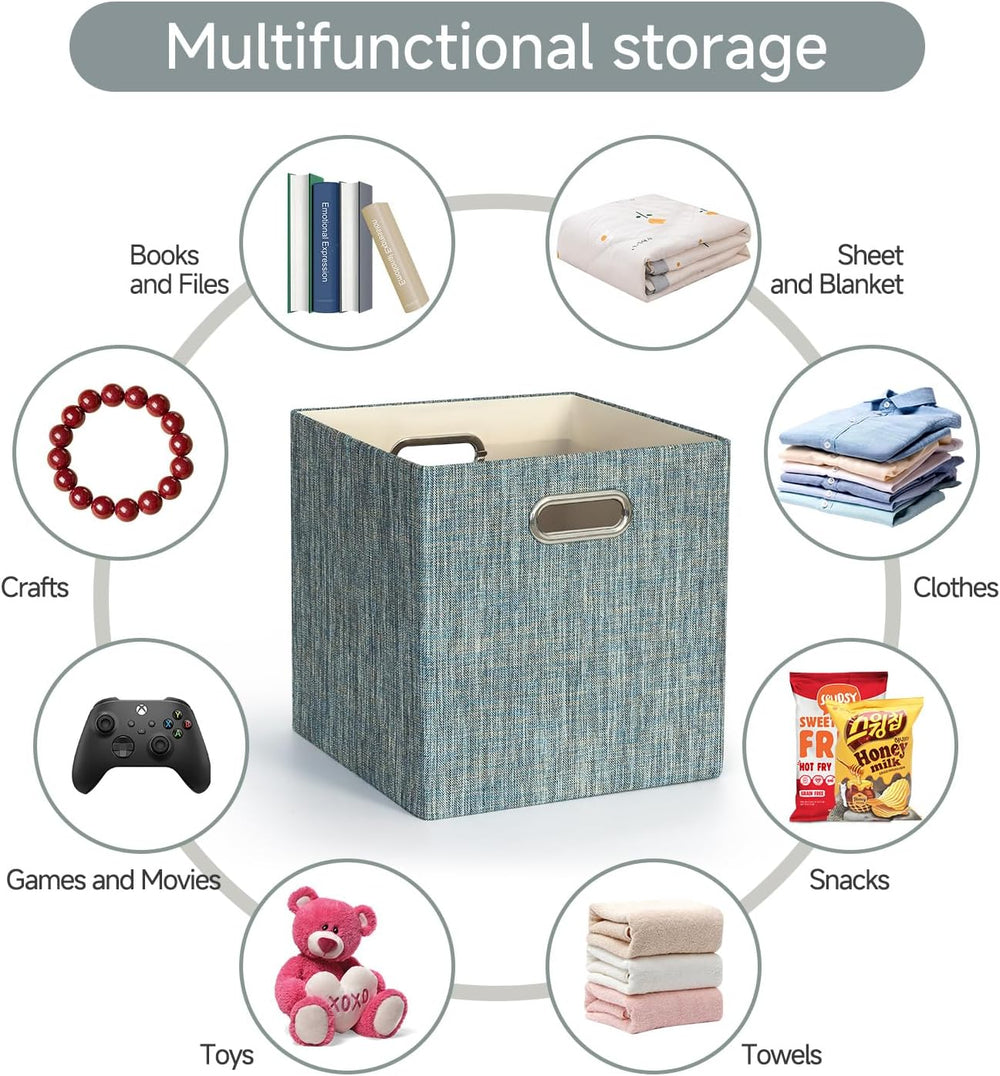 Posprica Storage Basket Bins,13×13×13 Foldable Storage Boxes Fabric Drawer Cu...