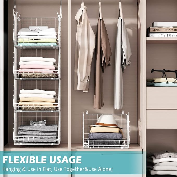 X-cosrack 4 Tier Closet Hanging Organizer, Foldable Closet Shelving - Image 7