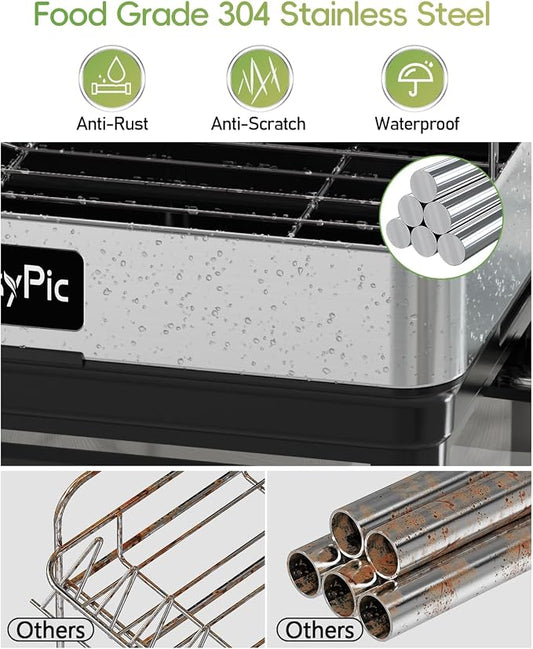 2 Tier Dish Drying Rack, Thicker Premium 304 Stainless Steel Dish Racks - Image 2